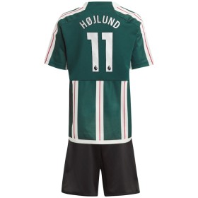 Koszulka Manchester United Hojlund 11 Dziecięcy Wyjazdowe 2023-24 Koszulki Piłkarskie Krótki Rękaw